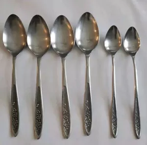 Ekco Eterna Country Garden Stainless 4 Tablespoons + 2 Teaspoons Vtg Japan - Picture 1 of 6
