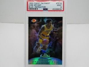 KOBE BRYANT 1999 TOPPS FINEST MOMENTS TEAM FINEST BLUE REFRACTOR #12/150 PSA 9