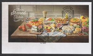 AUSTRALIA 2024 The SHARED TABLE - Food MINISHEET , Block V F USED on FDC - Picture 1 of 1