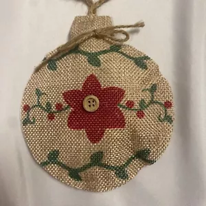 Rustic Country-Style Plush Burlap Ornament-Shaped Christmas Ornament w Wood Jute - Picture 1 of 7