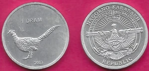NAGORNO KARABAKH 1 DRAM 2013 UNC PHEASANT TO THE LEFT, NATIONAL COAT OF ARMS OF - Picture 1 of 1