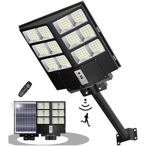 600W Commercial Solar Street Lights Outdoor Dusk Dawn LED PIR Sensor Lamp + Pole - Picture 1 of 12