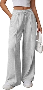 Womens Wide Leg Sweatpants High Waisted Baggy Pants Fashion Teen Girl Drawstring - Picture 1 of 22