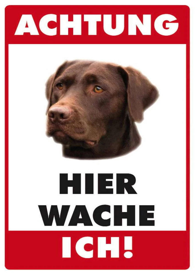Blechpostkarte Hier wache ich - Labrador, 11 x 15 cm - Bild 1 von 1