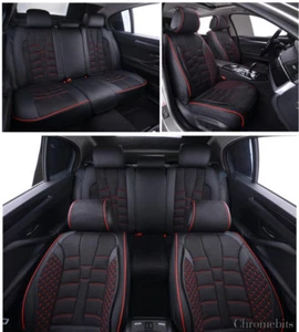 Juego de fundas de asiento negras de cuero PU y tela para Audi A4 A6 A8 Q3 Q7 Q5 S-Line - Imagen 1 de 6
