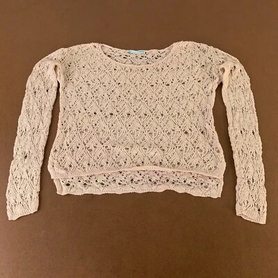 Top Pullover Maurices Para Mujer Talla Grande Crema Tejido Abierto Manga Larga Cuello Redondo Foto 1 de 4