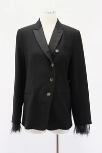 NWT$4695 Brunello Cucinelli Detachable Ostrich Feather Sleeve Tux Jacket44L A181 - Picture 1 of 10
