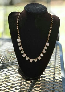 ELEGANT J CREW LARGE CLEAR White RHINESTONES  CHOKER NECKLACE 16" goldtone - Picture 1 of 10