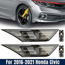 For 2016-2021 Honda Civic Smoked Side Marker Lamp Turn Signal Light w/ LED Bulbs
