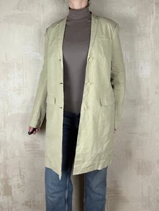 Helmut Lang Cream Linen Waxed Long Blazer Women's Coat Size M - Picture 1 of 15