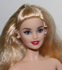 Poupée Barbie nue modèle défectueux muse longs yeux bouclés blonds bleus corps teinté NEUF