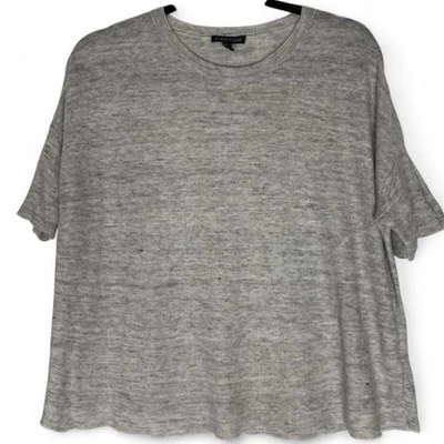 Top tejido Eileen Fisher de lino orgánico gris cuadrado de gran tamaño S/P informal Foto 1 de 4