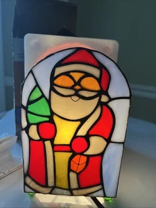 Normande Lighting Santa Holiday Christmas Tiffany Style Lamp Stained Glass - Picture 1 of 20