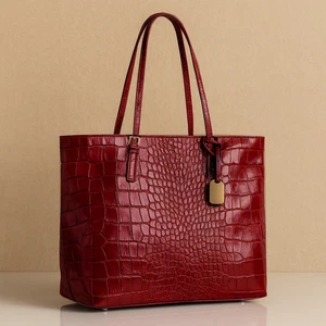 FURLA D-hellrot Distressed geprägtes Leder Shopper Tasche - Made in Italy - Bild 1 von 12