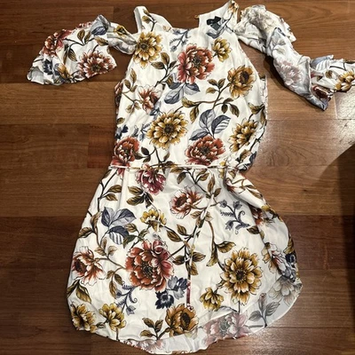 Vestido Karen Kane Feminino M Médio Branco Floral Fora do Ombro - Imagem 1 de 4