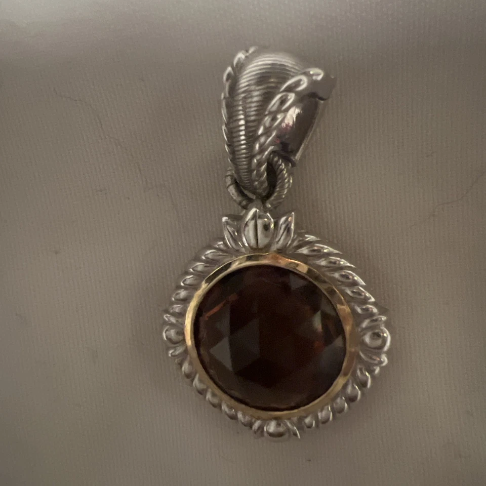 ¡COLGANTE POTENCIADOR TOPACIO AHUMADO FACETADO PLATA ESTERLINA JUDITH RIPKA! Foto 1 de 4