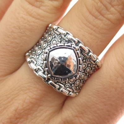 925 Sterling Silver Modernist Dotted Oxidized Ring Size 9.25 - Image 1 of 4