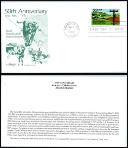 1985 REA Rural Electrification Administration Sc 2144 FDC with Artmaster cachet - Picture 1 of 1