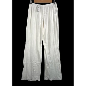 J.Crew Pointelle Hose in Ivory weites Bein Stretch Lounge Relaxed Strick Gr. S - Bild 1 von 5