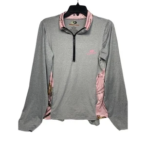 Mossy Oak grau & rosa Camouflage Viertel-Reißverschluss Pullover Small - Bild 1 von 6