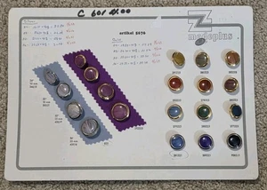 Vintage Z Modeplus Buttons Display 20 Metal Trim Gold Silver Plastic Center - Picture 1 of 2
