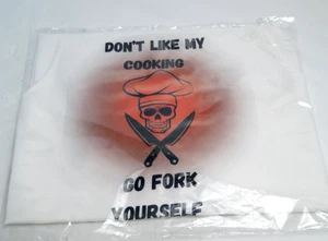Halloween Schürze Neuheit Don't Like My Cooking Go Gabel selbst Koch Totenkopf NEU - Bild 1 von 2