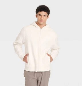 NWT~ All in Motion sz XL Ivory Fleece Hooded Full Zip Sweatshirt Jacket 4-52 - Picture 1 of 4