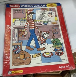 Vtg Where’s Waldo Frame Tray Puzzle 8 Pieces A TRIP TO THE PARK 470-02 Playskool - Picture 1 of 7
