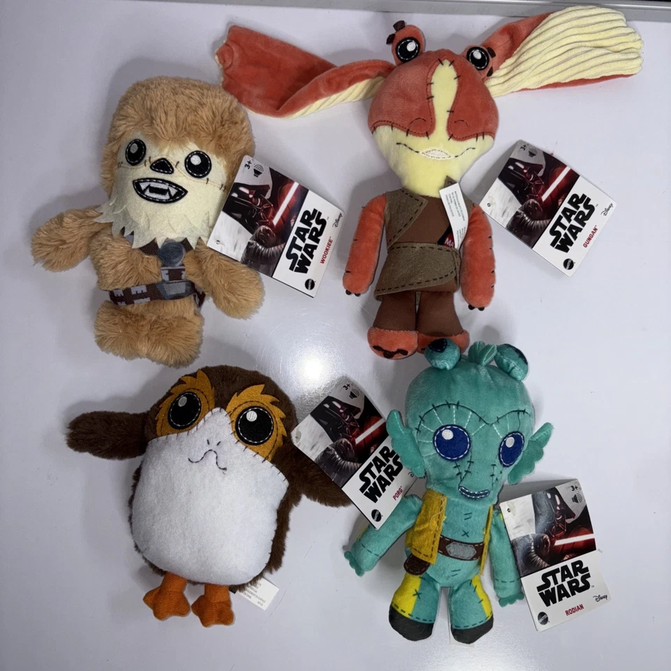 Star Wars Rodian, Porg, tarro, wookie, lote de 4 peluches de 7” sin sonido Foto 1 de 1