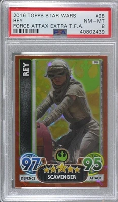 2015-16 Topps Star Wars Force Attax Extra Rey #98 PSA 8 - Image 1 of 2