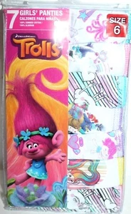 TROLLS UNDERWEAR PANTIES 7 PIECES GIRLS SIZE 6 100% COTTON - Bild 1 von 3