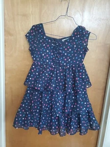 Girl's M blue with hearts DKNY dress sheer layers - Picture 1 of 1