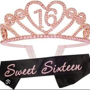 Meant2be 16th Birthday Sash & Tiara For Women - Pink - Picture 1 of 2