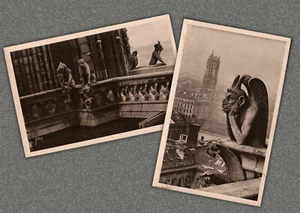 NOTRE-DAME GARGOYLES Paris France by YVON c1919 St James Tower 2 POSTCARD LOT - Picture 1 of 5