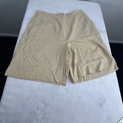 FOLIO Saks Fifth Avenue Womens High Rise 100% Silk Shorts Size 12 Beige Casual - Image 1 of 4