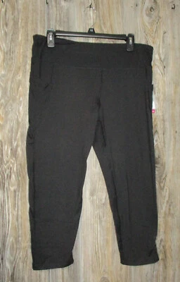 NUEVO CON ETIQUETAS Coliseo Atletismo Mujeres Negro Recortado Capri Leggings XL Msre 33.5x21 Foto 1 de 4