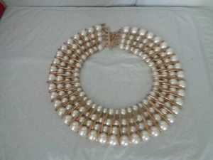 Women's Costume Jewelry - Pearl Choker Collar Necklace - 4 strand - Picture 1 of 3