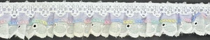 1" white gathered ruffled eyelet multi color organza fabric trim 25 yards - Picture 1 of 1