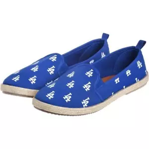 MLB Los Angeles Dodgers Logo Women's Canvas Espadrille Slip On Flat Shoes - Picture 1 of 7
