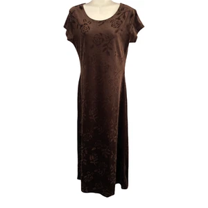 Woman Size M Dress Brown Velvet With Inner Roses Pattern by Joule - Imagen 1 de 8