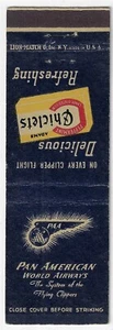 Pan American World Airways Clipper Flight Chiclets Gum 1958 FS cubierta de fósforo vacía - Imagen 1 de 3