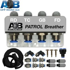 UNIVERSAL DIFF BREATHER KIT 4 PORT FOR NISSAN PATROL GU GQ BLACK - Picture 1 of 7