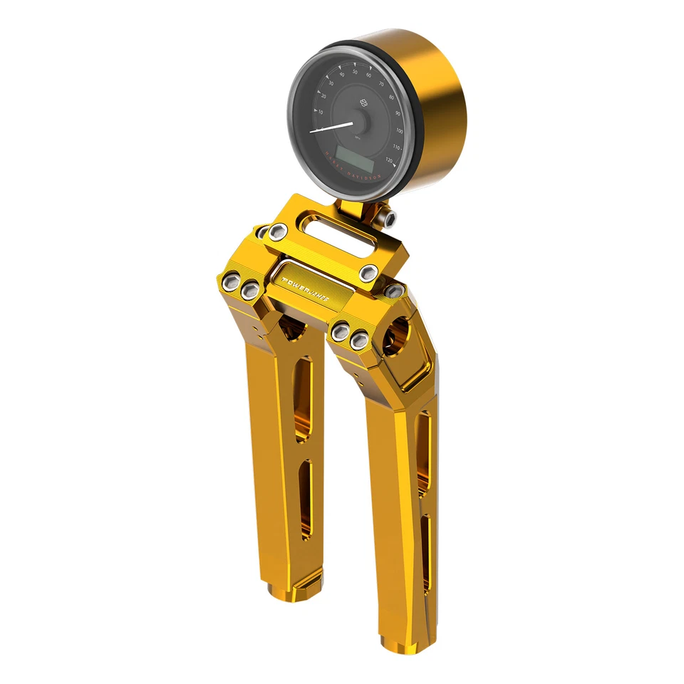 Elevador de manillar dorado de 10" de alto con soporte de calibre para Harley 22-2023 Low Rider S Foto 1 de 4