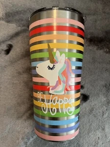 Tervis 20oz  Rainbow Unicorn Be Happy Stainless Steel Tumbler Happy Everything - Picture 1 of 12