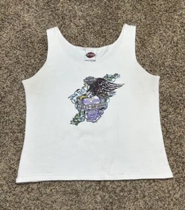 Camiseta sin mangas Harley Davidson vintage para mujer talla M Eagle Wings estilo Hardy edición EE. UU. - Imagen 1 de 10