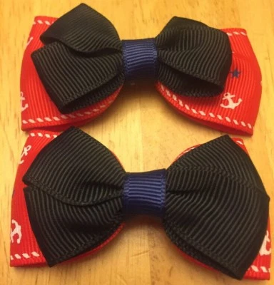 ⚓️ Anchor Sailing Kids Baby Hair Pin Clips Bow Access 2Pc 🇺🇸 US Seller! - Image 1 of 3