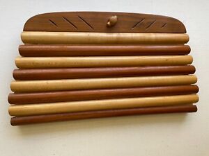 VINTAGE 20's-30's Mahogany Maple Wooden clutch purse PATENDED 7" x 12 3/4"