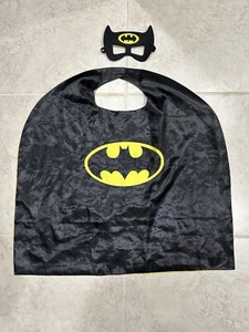 Halloween Kids Batman Cape Black with Yellow Lining Mask and Logo - Picture 1 of 6