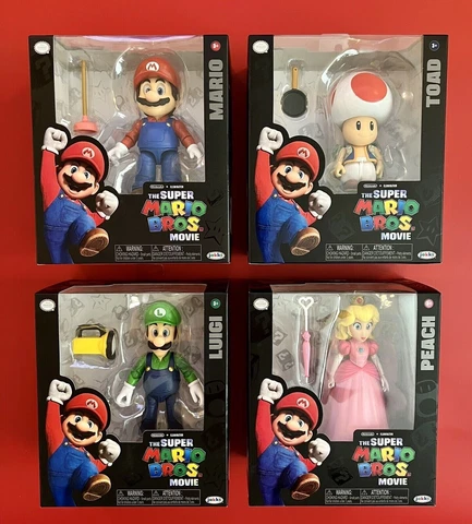 The Super Mario Bros Movie 5" Luigi Toad Mario Peach Action Figure Set Of 4 NEW Cover