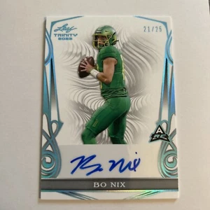 2023 Leaf Trinity Bo Nix Platinum 21/25 Autographed - Picture 1 of 2